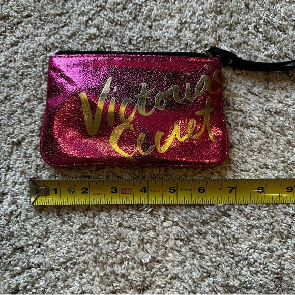 Victoria Secret Metallic Pink Zipper Pouch Keychain - Picture 3 of 4